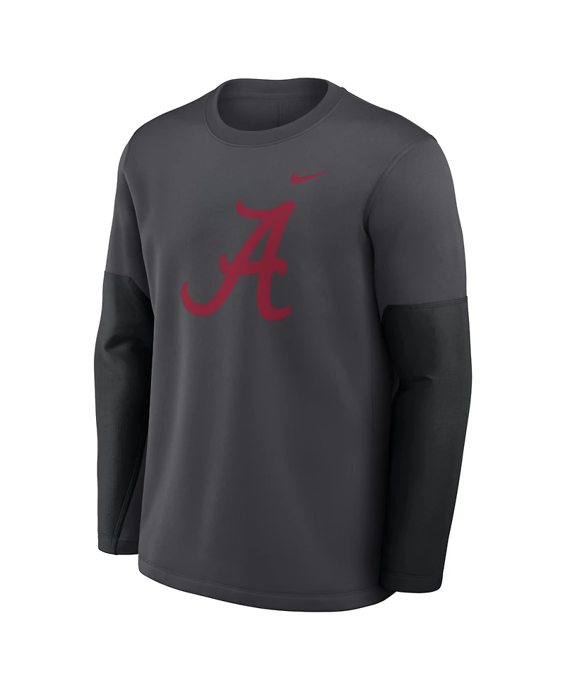 Nike Men's Anthracite Alabama Crimson Tide 2025 Sideline Coach Performance Long Sleeve T-Shirt