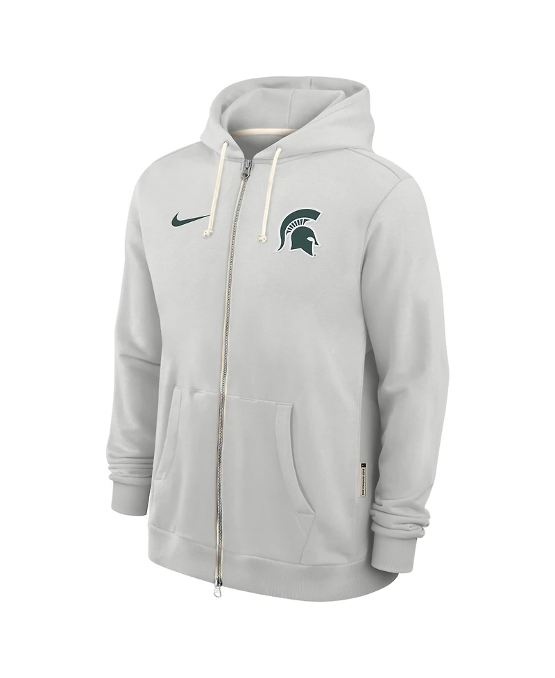 Nike Men's Gray Michigan State Spartans 2025 Sideline Standard Issue Dri-fit Full-Zip Hoodie