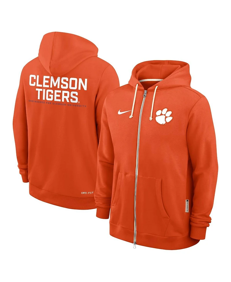 Nike Men's Orange Clemson Tigers 2025 Sideline Standard Issue Dri-fit Full-Zip Hoodie