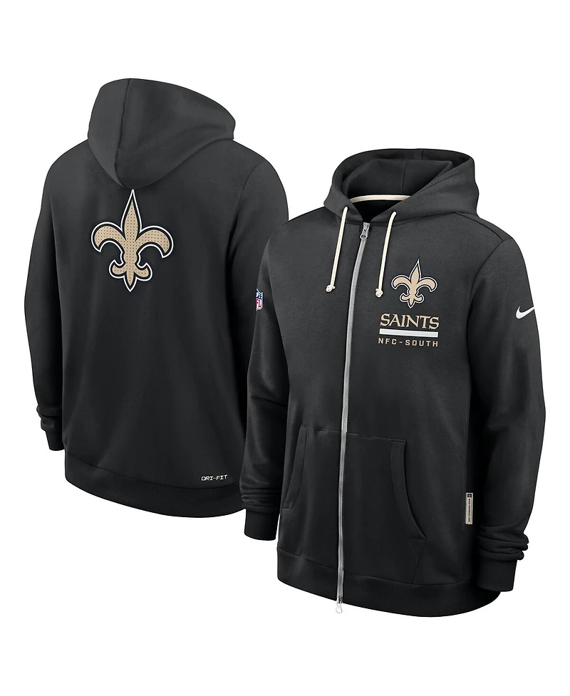 Nike Men's Black New Orleans Saints Sideline Standard Issue Utility Player Dri-fit Full-Zip Hoodie