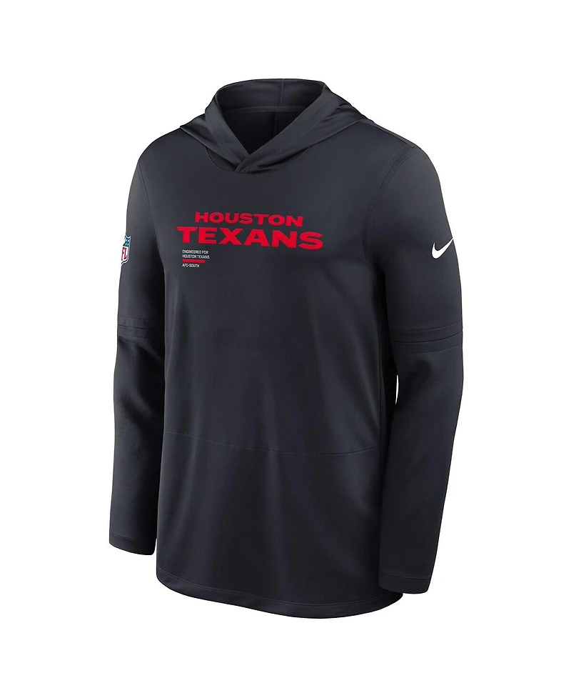 Nike Men's Red Houston Texans Sideline Pure Fury Performance Long Sleeve Hoodie T-Shirt