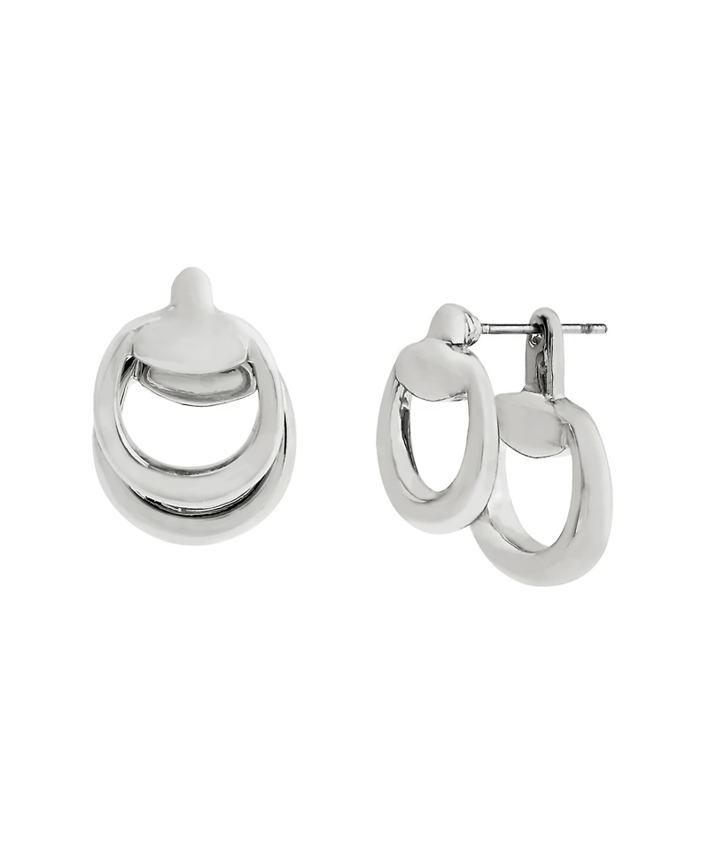 Steve Madden Rhodium Collegiate C Link Earrings