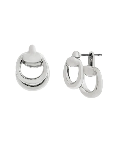 Steve Madden Rhodium Collegiate C Link Earrings
