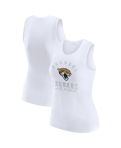 Wear by Erin Andrews Women's White Jacksonville Jaguars Ribbed Graphic Tank Top