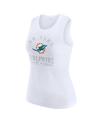 Wear by Erin Andrews Women's White Miami Dolphins Ribbed Graphic Tank Top