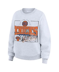 Wear by Erin Andrews Women's Heather Gray New York Knicks Crew Neck Sweatshirt