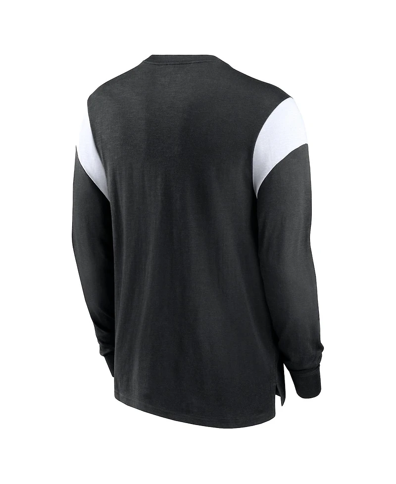 Nike Men's Heather Black Oakland Raiders Rewind Playback Helmet Long Sleeve T-Shirt