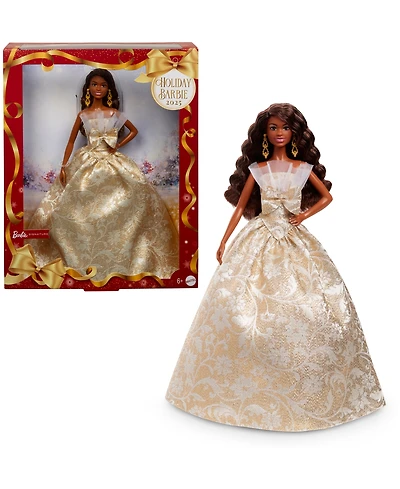 Barbie 2025 Holiday Barbie Doll Black Hair