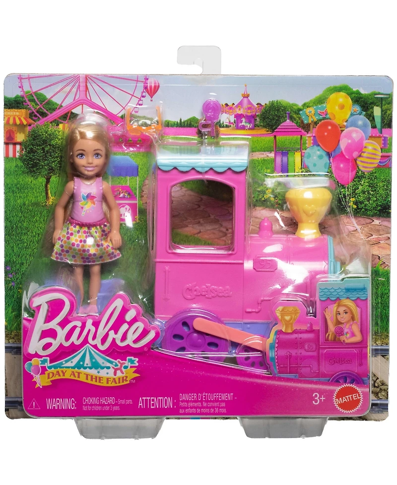 Barbie Day at the Fair Toy Train Set with Chelsea Small Doll and Festival Accessories