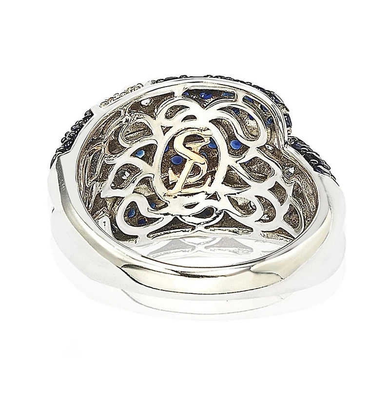 Suzy Levian New York Sterling Silver Sapphire & Created White Swirling Ring