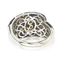 Suzy Levian New York Sterling Silver Sapphire & Created White Swirling Ring