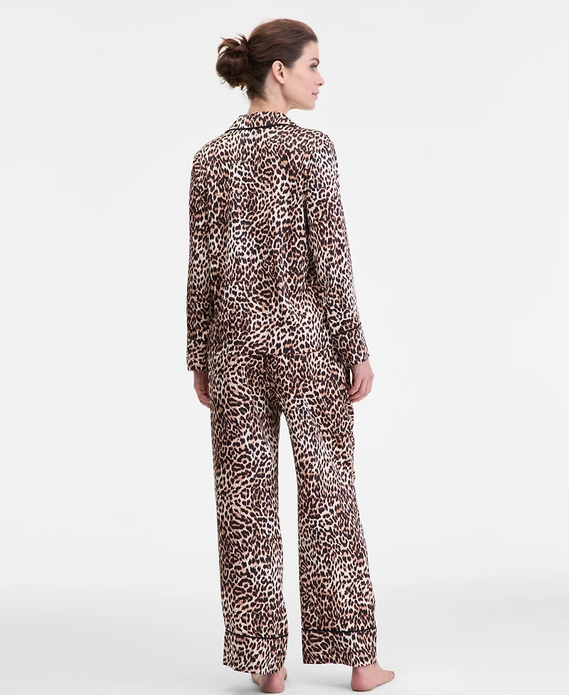 I.n.c. International Concepts Women's Printed Satin Long Pajama Set, Macy's Exclusive