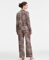 I.n.c. International Concepts Women's Printed Satin Long Pajama Set, Macy's Exclusive