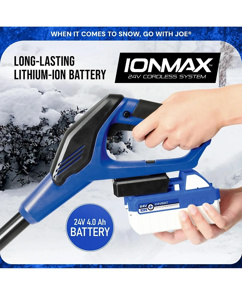 Snow Joe Ionmax 24-Volt Cordless Battery-Powered Snow Shovel Bundle, 13-In, Blue