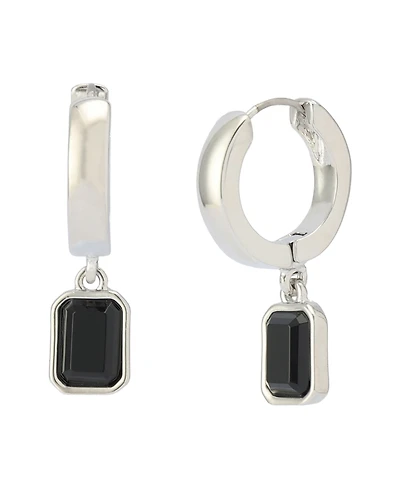 Steve Madden Faux Stone Gem Charm Huggies Earrings