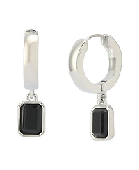 Steve Madden Faux Stone Gem Charm Huggies Earrings