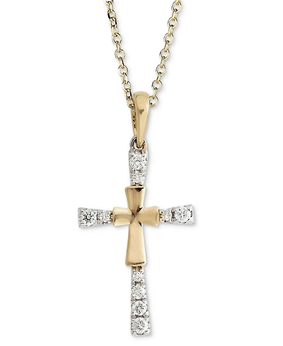 Diamond Cross 18" Pendant Necklace (1/10 ct. t.w.) in 14k Gold