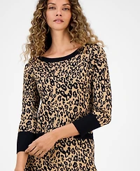 Robbie Bee Women's Printed 3/4-Sleeve Sweater Dress