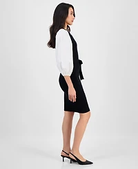 Robbie Bee Women's Mixed-Media Sweater Dress