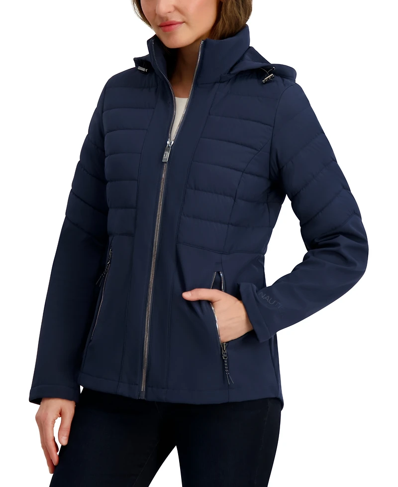 Nautica Women's Fleece-Lined Hooded Softshell Coat
