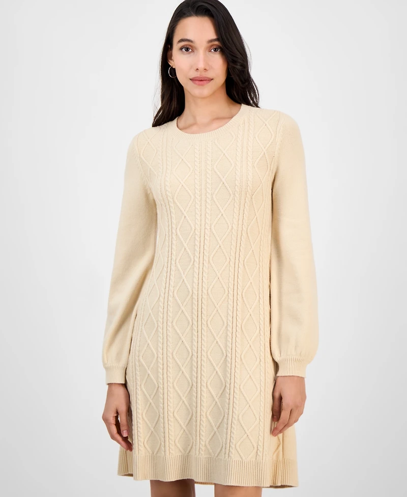 Sandra Darren Women's Cable-Knit Long-Sleeve Sweater Dress