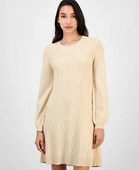 Sandra Darren Women's Cable-Knit Long-Sleeve Sweater Dress