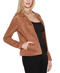 Belldini Women's Faux-Suede Moto Jacket