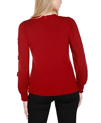 Belldini Women's Slit-Sleeve Keyhole Knit Top