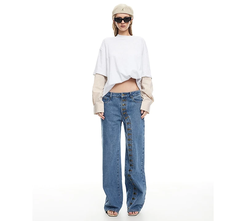Lioness Women's Button Closure Penny Jeans