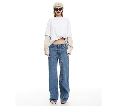 Lioness Women's Button Closure Penny Jeans