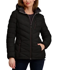 Nautica Women's Hooded Zip-Front Puffer Coat