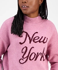 Hooked Up by Iot Juniors' Verbiage Mock Neck Sweater