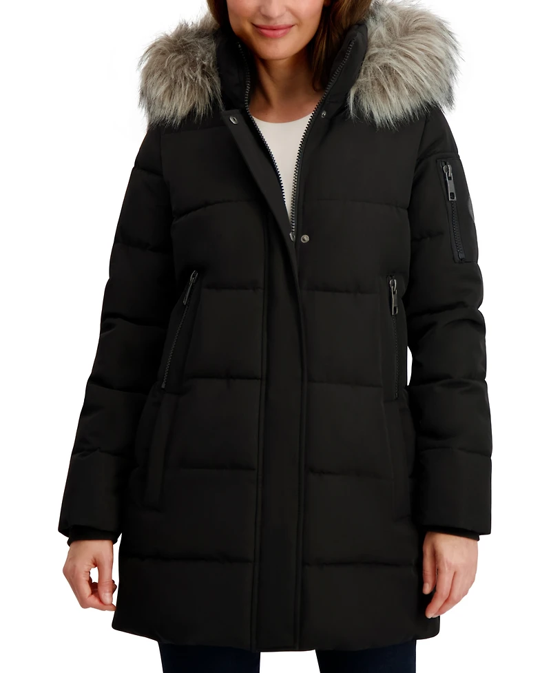 Nautica Women's Faux-Fur-Trim Hooded Puffer Coat