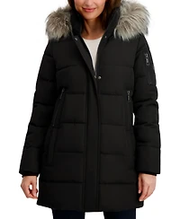 Nautica Women's Faux-Fur-Trim Hooded Puffer Coat
