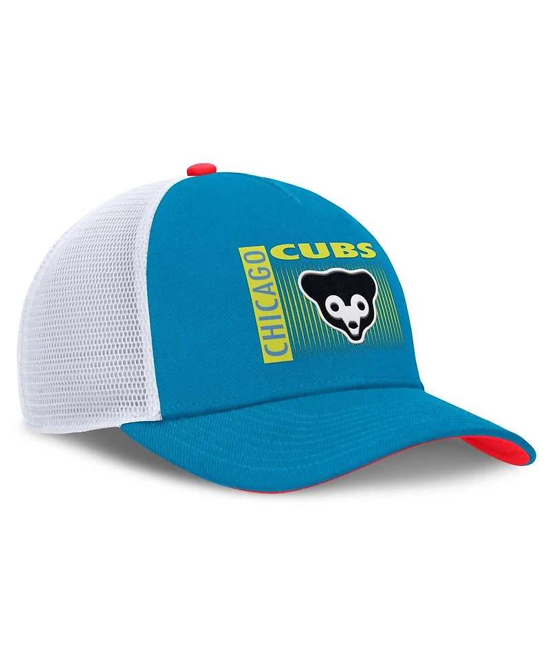 Nike Men's Teal Chicago Cubs Neon 90s Rise Structured Performance Adjustable Trucker Hat