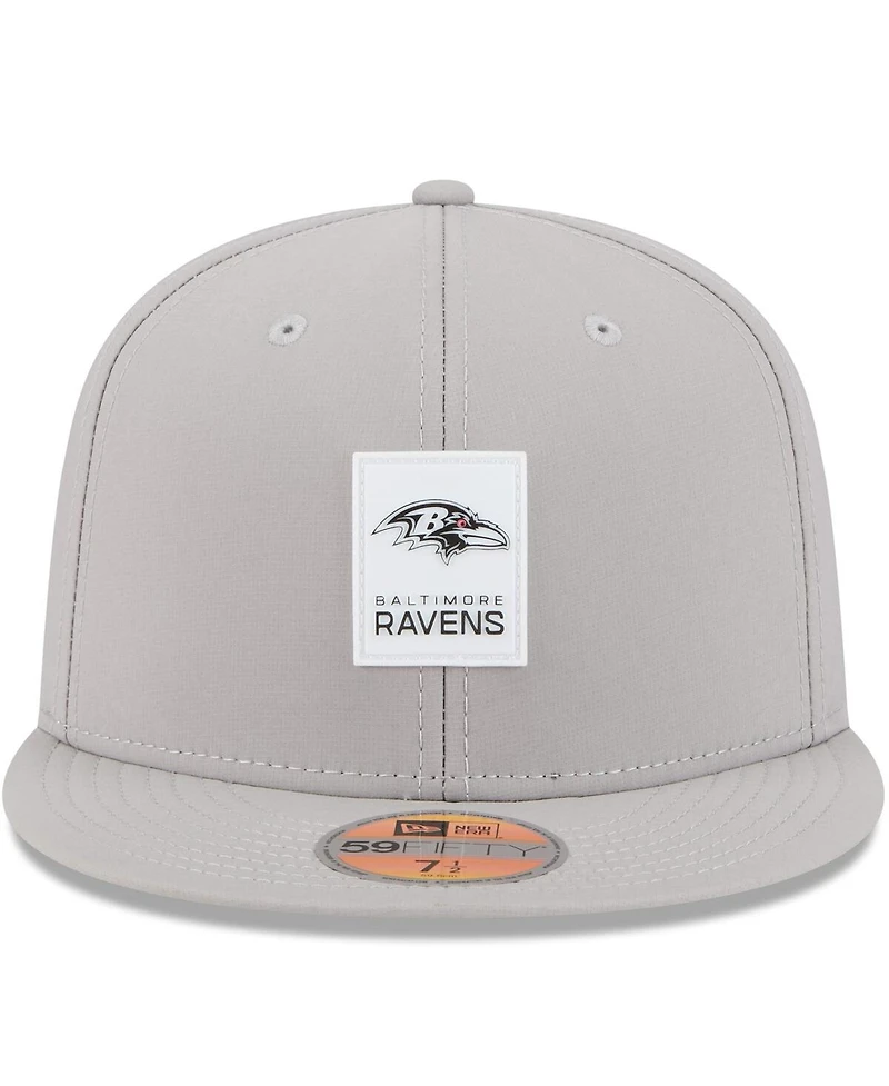 New Era Men's Gray Baltimore Ravens 2025 Sideline 59FIFTY Fitted Hat