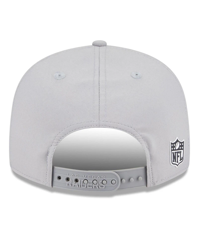 New Era Men's Gray Las Vegas Raiders 2025 Sideline Split Panel 9FIFTY Snapback Hat