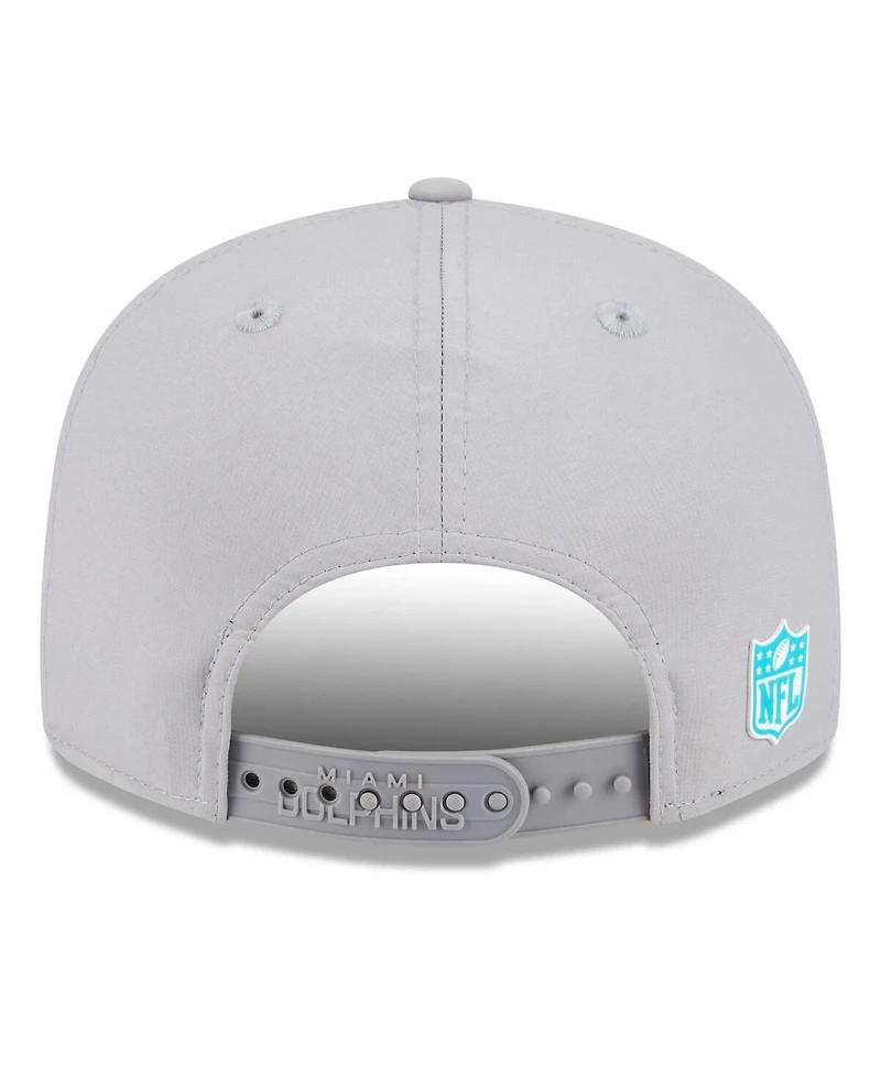 New Era Men's Gray Miami Dolphins 2025 Sideline Split Panel 9FIFTY Snapback Hat
