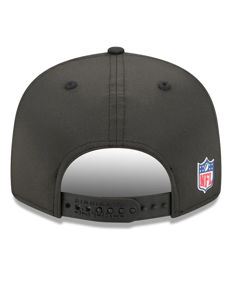 New Era Men's Black Cincinnati Bengals 2025 Sideline Split Panel 9FIFTY Snapback Hat