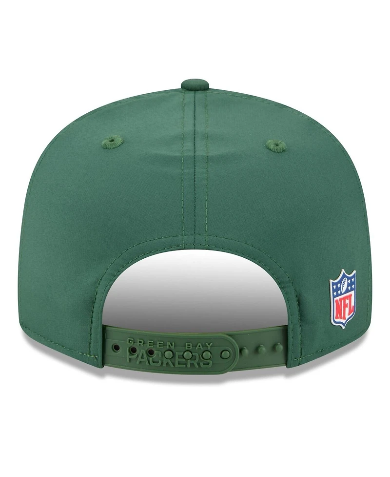 New Era Men's Green Green Bay Packers 2025 Sideline Split Panel 9FIFTY Snapback Hat