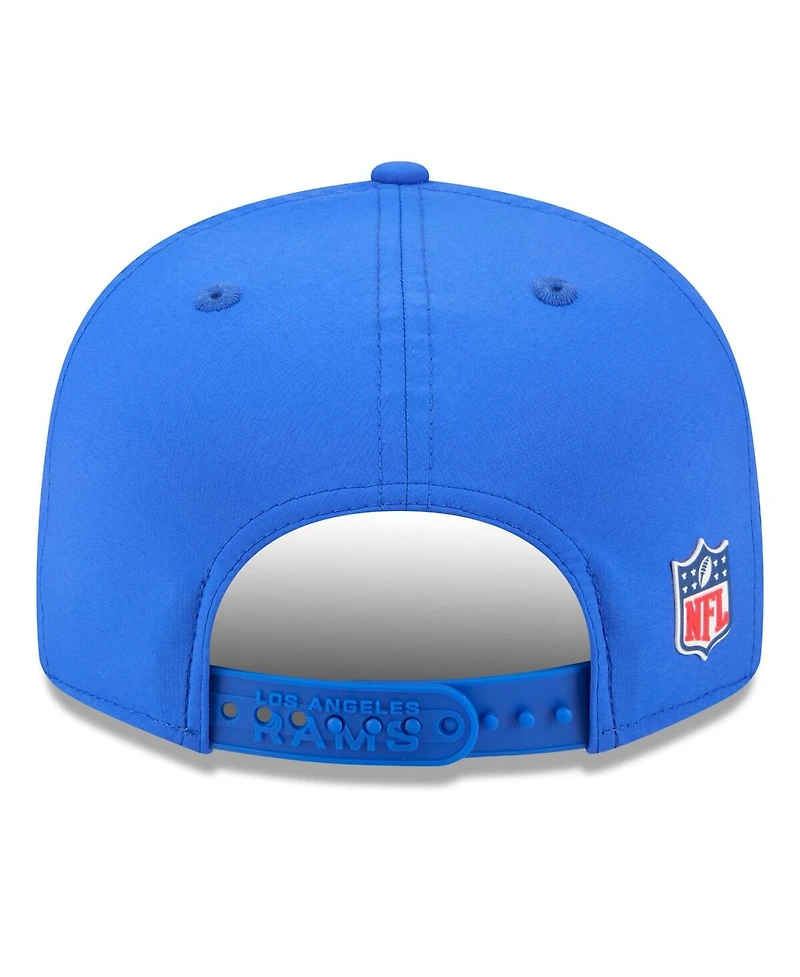 New Era Men's Royal Los Angeles Rams 2025 Sideline Split Panel 9FIFTY Snapback Hat