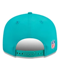 New Era Men's Aqua Miami Dolphins 2025 Sideline Throwback Split Panel 9FIFTY Snapback Hat