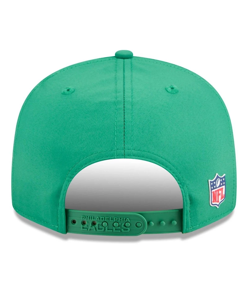 New Era Men's Kelly Green Philadelphia Eagles 2025 Sideline Throwback Split Panel 9FIFTY Snapback Hat