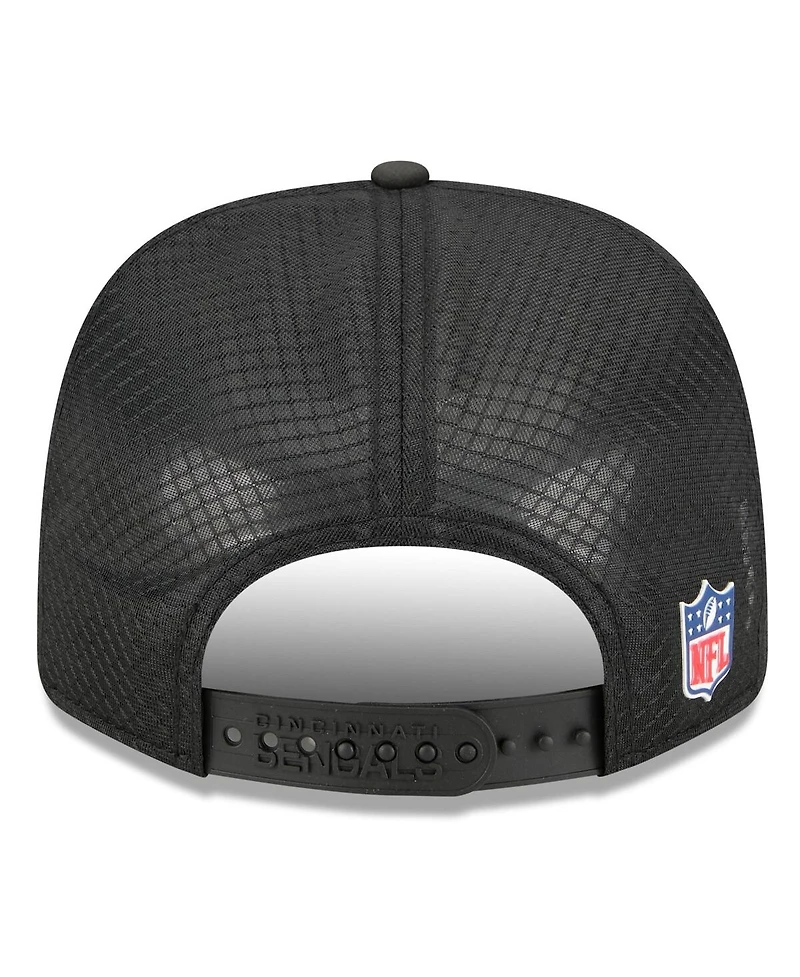 New Era Men's Black Cincinnati Bengals 2025 Sideline 9SEVENTY Trucker Adjustable Hat