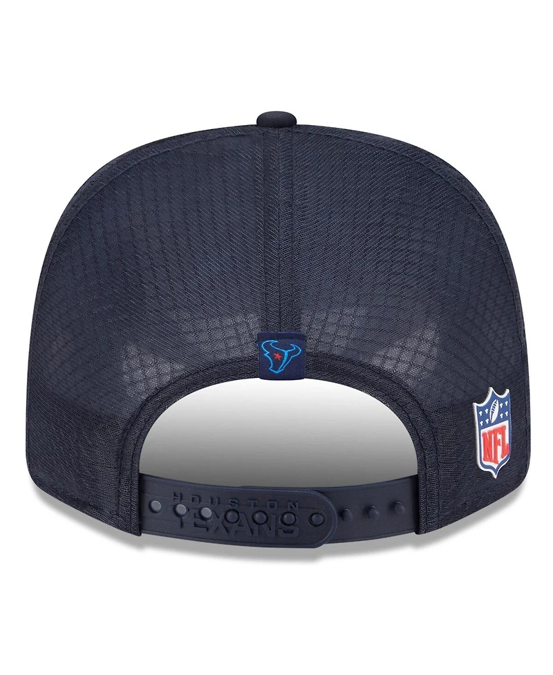 New Era Men's Navy Houston Texans 2025 Sideline H-Town 9SEVENTY Trucker Adjustable Hat