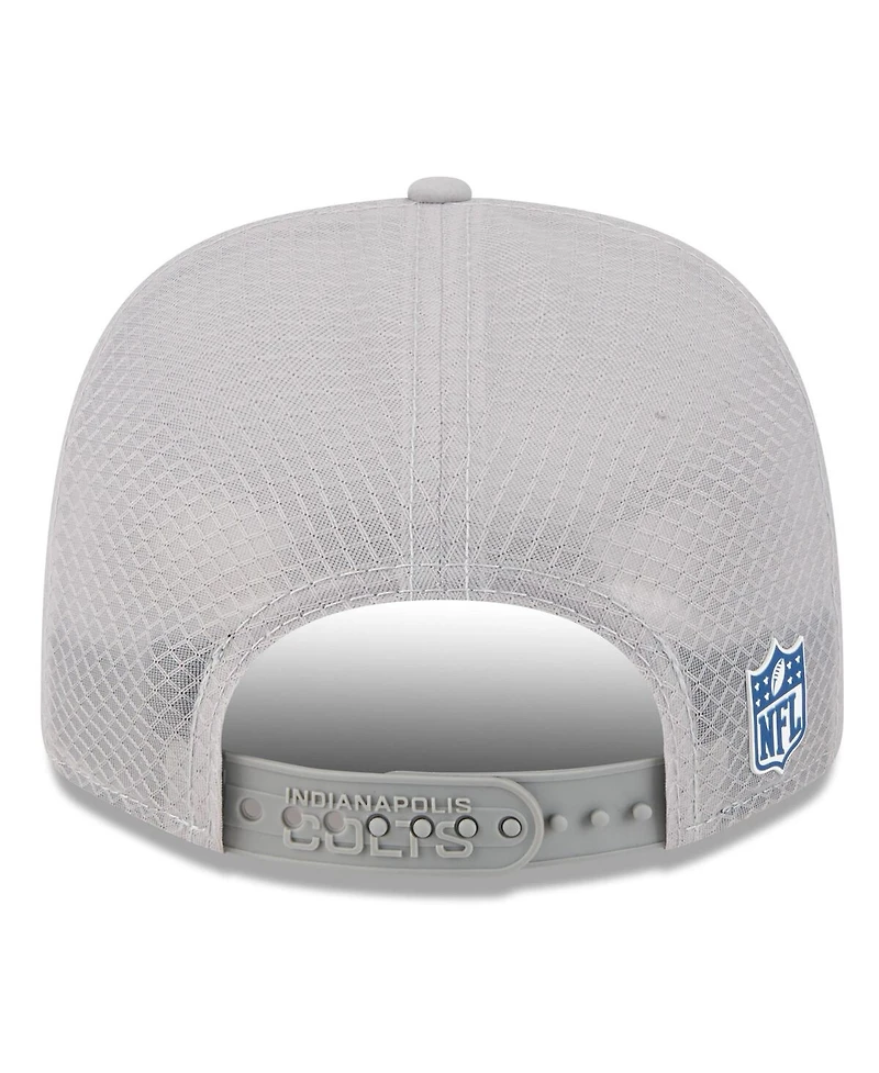 New Era Men's Gray Indianapolis Colts 2025 Sideline 9SEVENTY Adjustable Trucker Hat