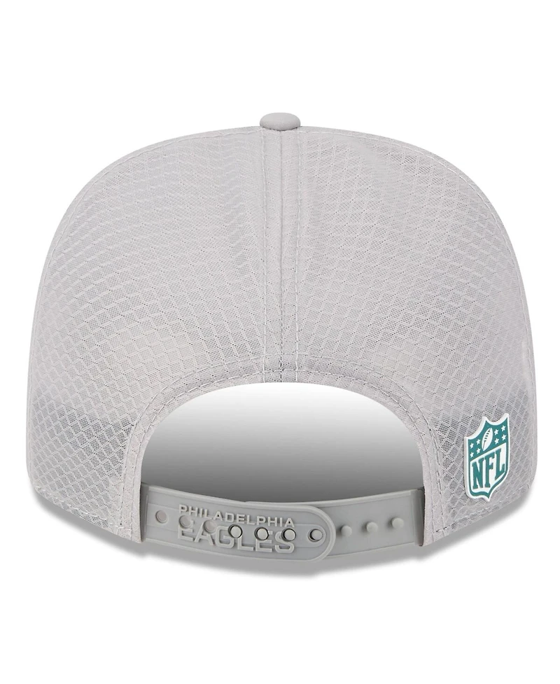 New Era Men's Gray Philadelphia Eagles 2025 Sideline 9SEVENTY Adjustable Trucker Hat