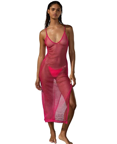 Beach Bunny Swimwear Women's Sheer Mesh Maxi Cover Up Dress