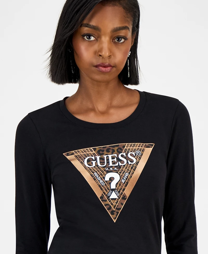 Guess Women's Triangle Logo Long-Sleeve T-Shirt