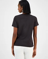 Guess Women's Embellished Triangle Short Sleeve T-Shirt